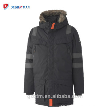 Warme schwarze Sicherheitsjacke Winter, wasserdichter Hi Vis Reflektiver Parka